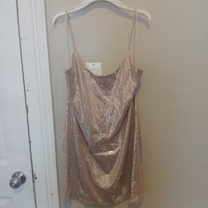 Zara Shimmering Rose Mini Sequin Dress